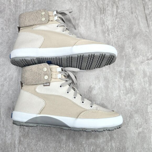 Keds Lace Up High Top Sneakers Tan Canvas Streetwear Casual Shoe Boots Size 7 - Picture 5 of 13